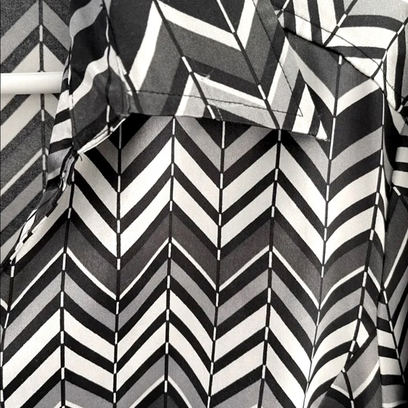 Business - Casual ✨ Ann Taylor Factory Long Sleeve Blouse Chevron/Herringbone - Picture 4 of 5
